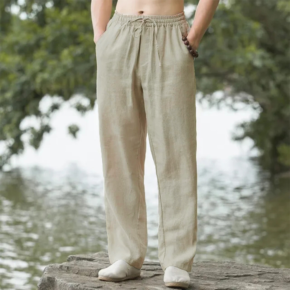 メンズ ビーチパンツ ジョガー ストリート コットン リネン - Chino Pants Men のレビューと価格