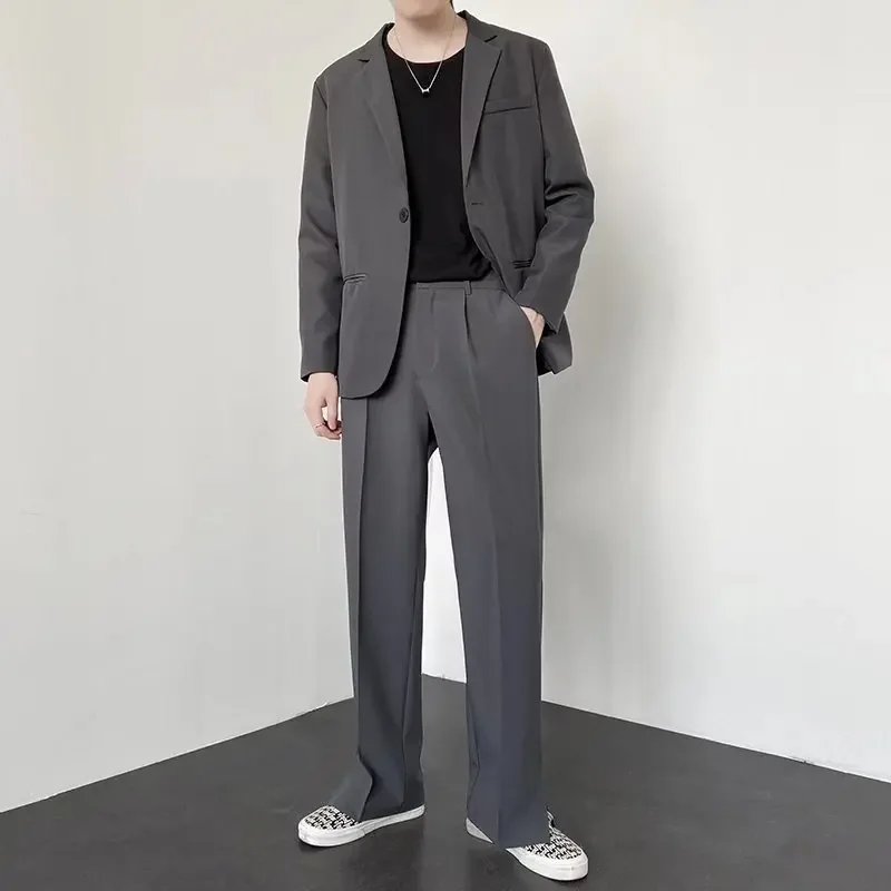 韓国ファッション メンズ ストレート バギー スーツパンツ  - Men Fashion Korean Style のレビューと価格