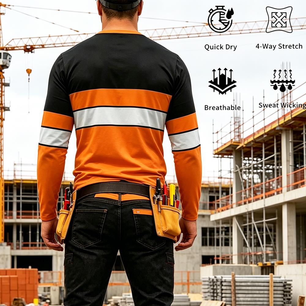 秋の高品質明るい色のストライプ作業服メンズ長袖 Tシャツ通気 - Men'S Fashion Trends 2025 のレビューと価格