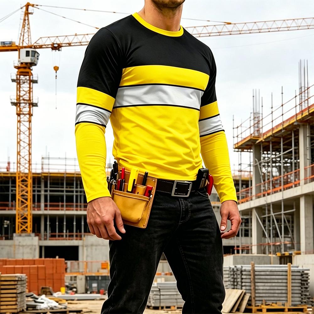 秋の高品質明るい色のストライプ作業服メンズ長袖 Tシャツ通気 - Men'S Fashion Trends 2025 のレビューと価格