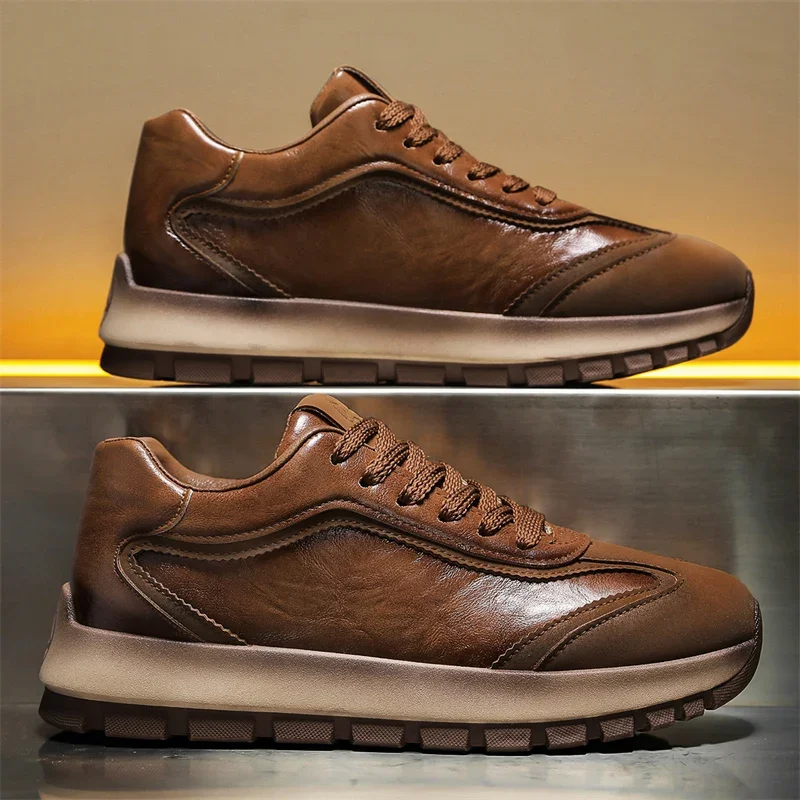 高級メンズスニーカー オールシーズン レザー カジュアル ス - Men Fashion Korean Style のレビューと価格