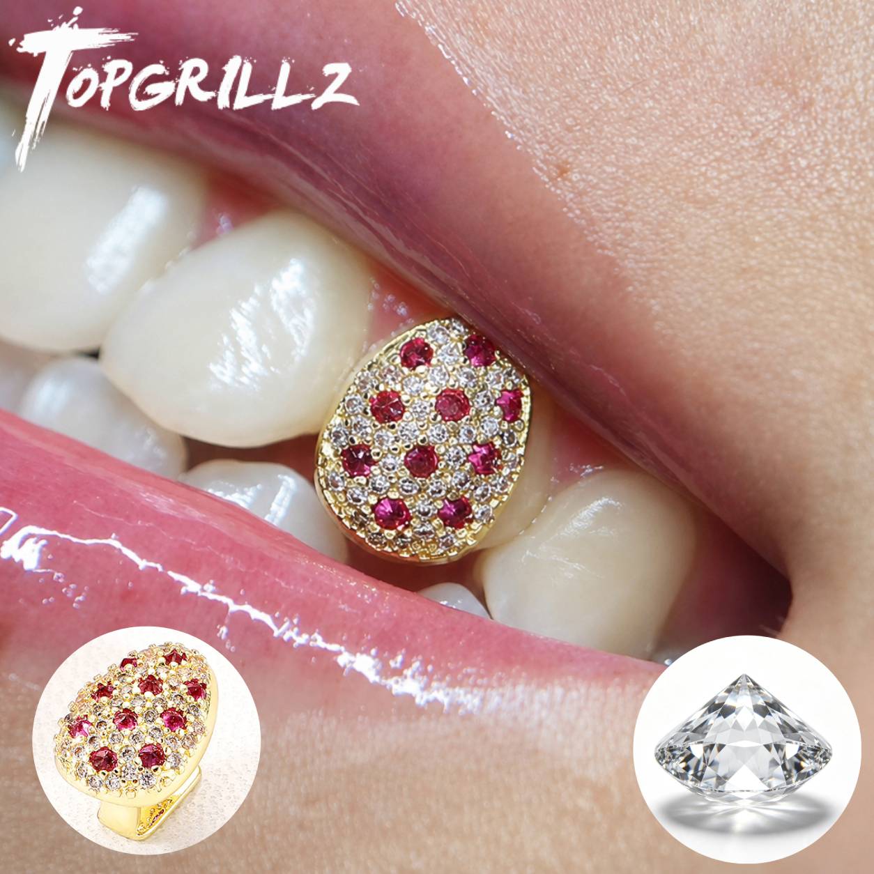 TOPGRILLZ ミックスピンク＆クリアCZオーバルシング - Mens Fashion Caps のレビューと価格