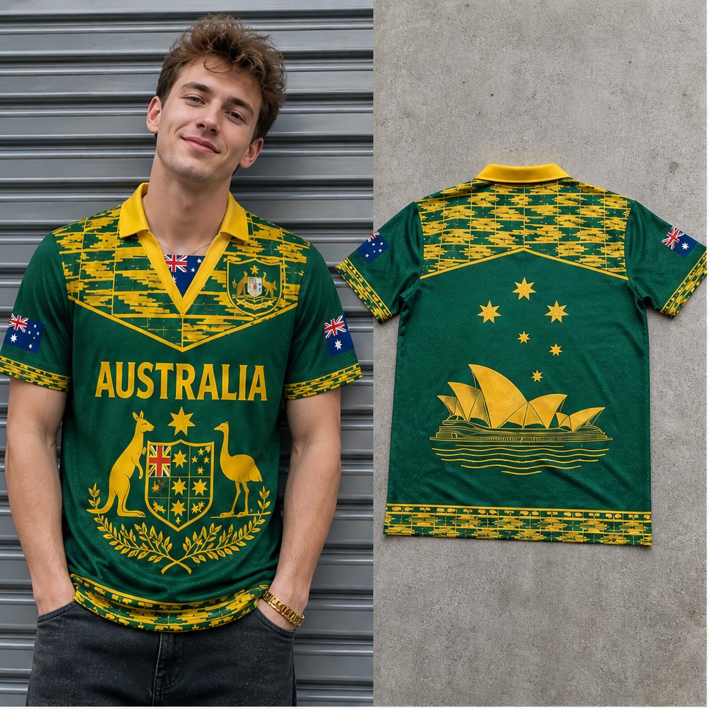 メンズオーストラリア装飾カンガルーエミュクレストセミポロVネ - Mens Fashion Australia のレビューと価格